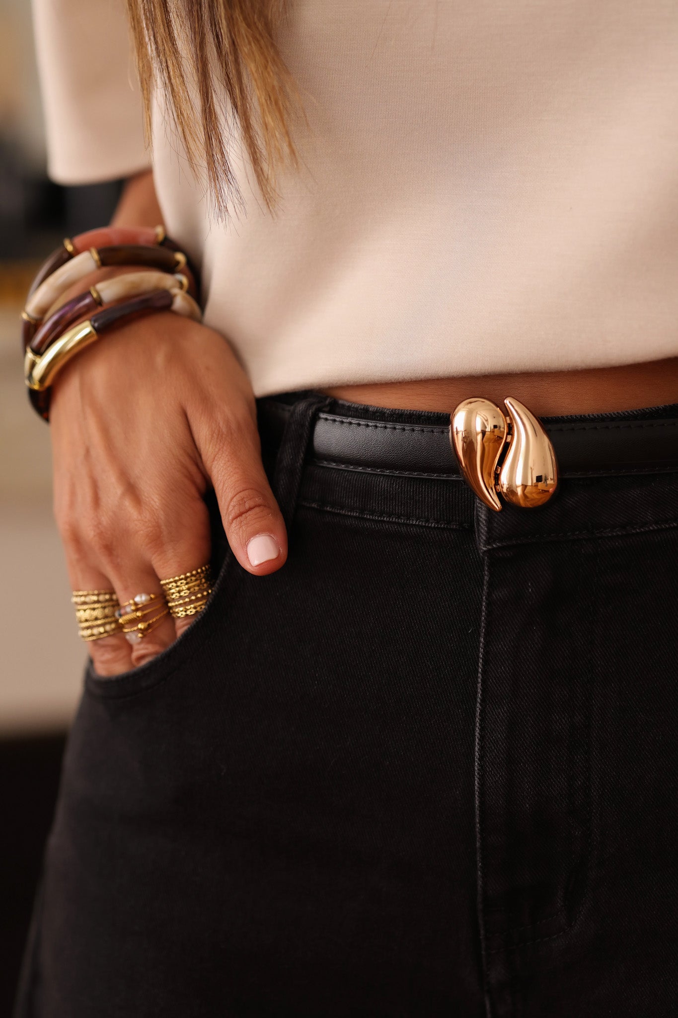 Ceinture Élia noire en cuir
