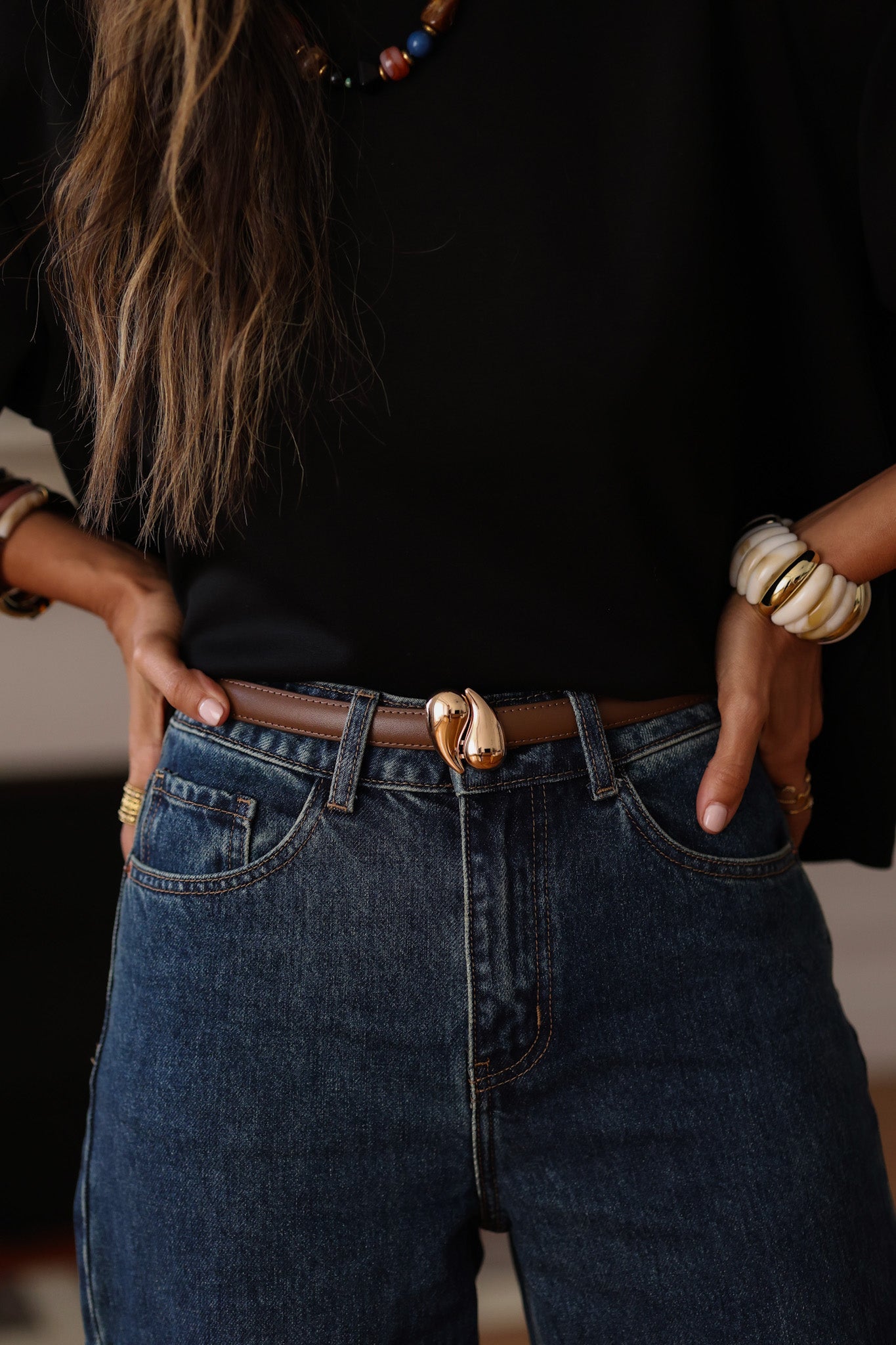 Ceinture Élia taupe en cuir