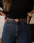 Ceinture Élia taupe en cuir