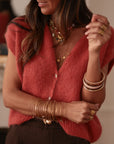 Gilet terracotta sans manches en mohair Noa (vue 7)