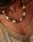 Collier Azura en acier inoxydable ivoire doré style bohème (vue 3)