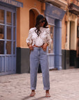 Jean Octave bleu clair, coupe mom taille mi-haute (vue 8)