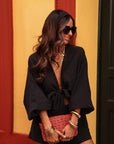 Ensemble Belize noir, top noué, short et bandeau coton (vue 4)
