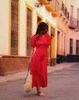 Robe Célinda longue rouge
