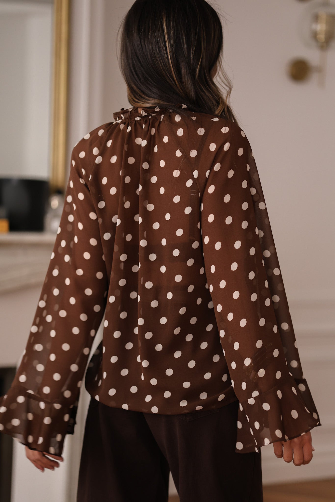 Blouse Maja à pois marron