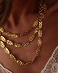 Collier femme doré multi rangs acier inoxydable style bohème (vue 2)