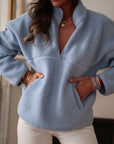 Polaire femme bleue à zip col montant (vue 6)