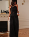 Ensemble femme noir pantalon fluide et bustier chic élégant (vue 8)