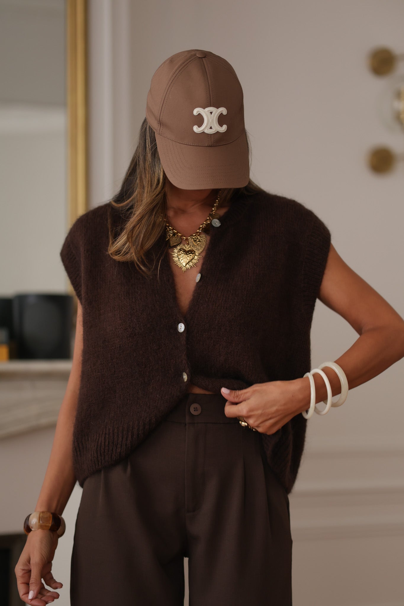 Gilet sans manches Noa marron
