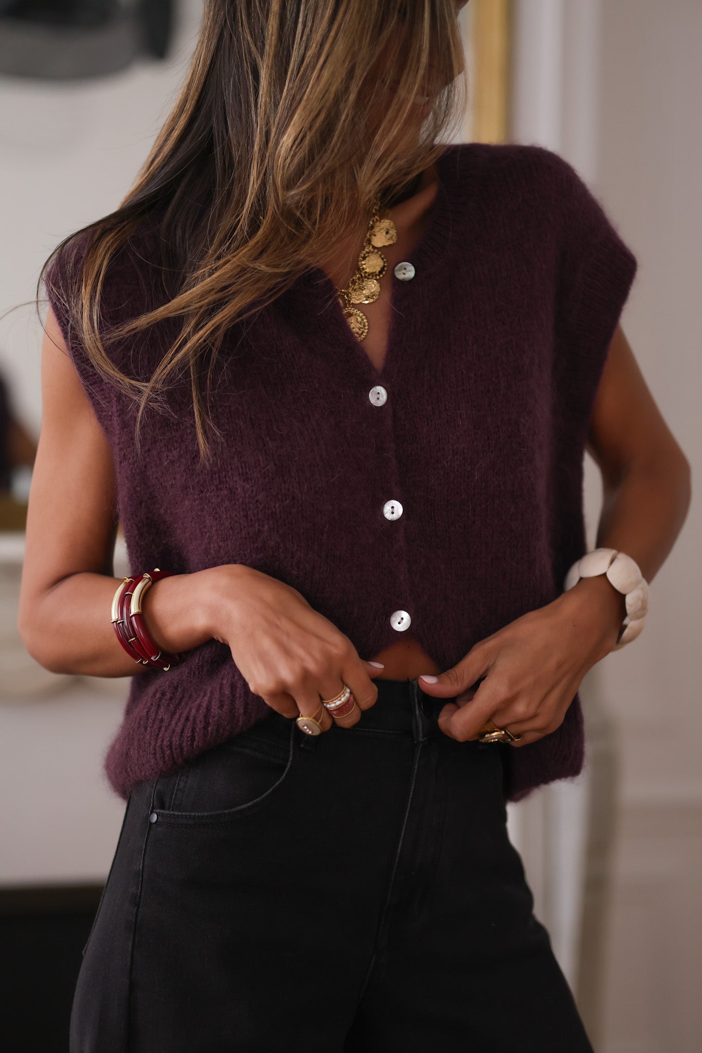 Gilet sans manches Noa prune