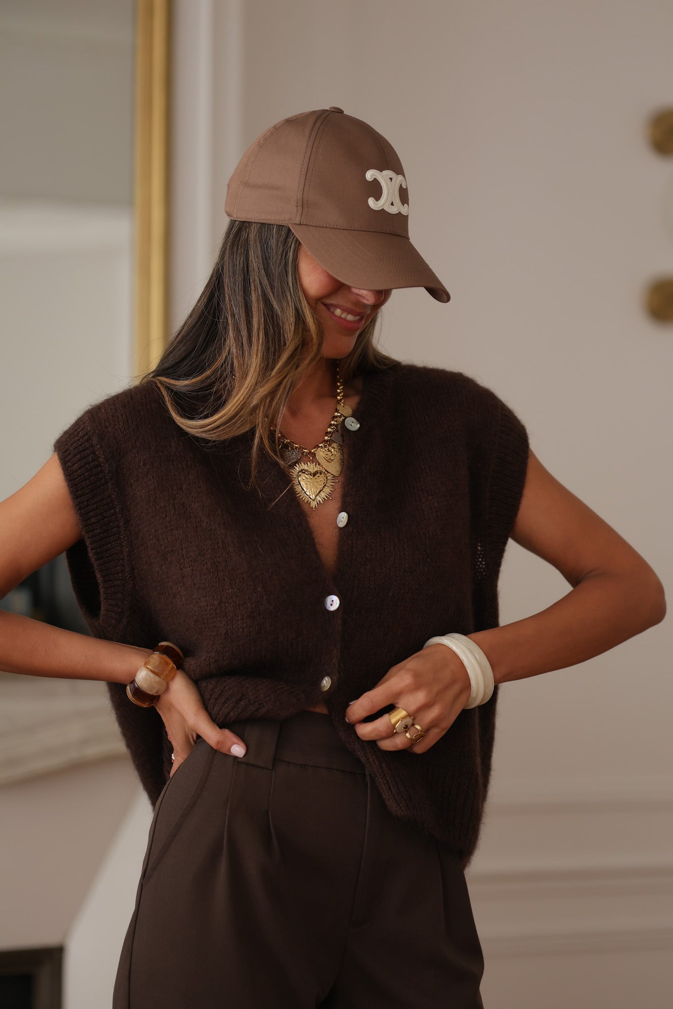 Gilet sans manches Noa marron