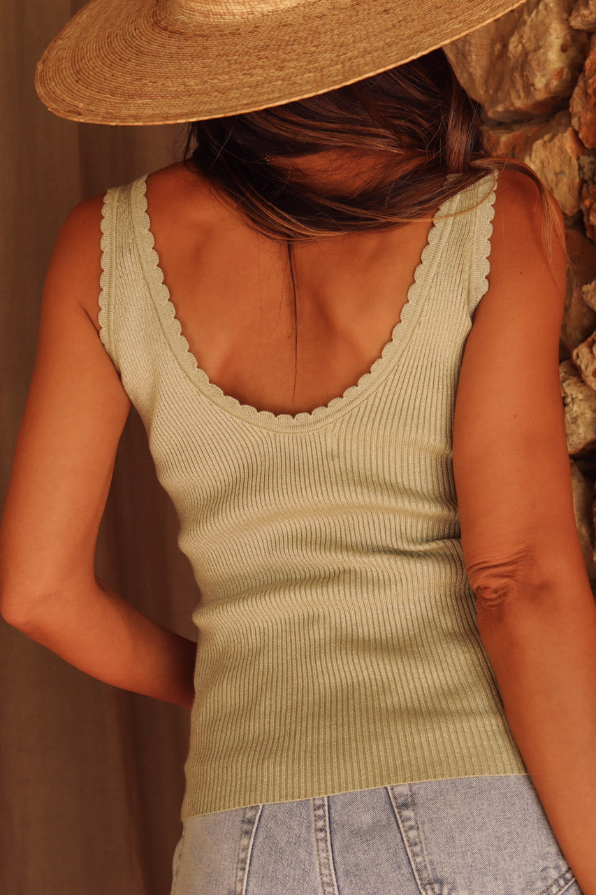 Top Palmyre vert lurex