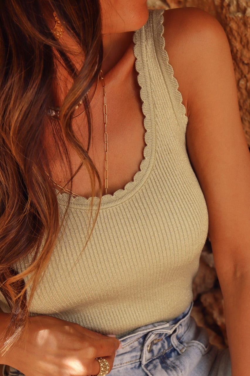 Top Palmyre vert lurex