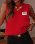Pull sans manches Caitlin rouge