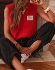 Pull sans manches Caitlin rouge