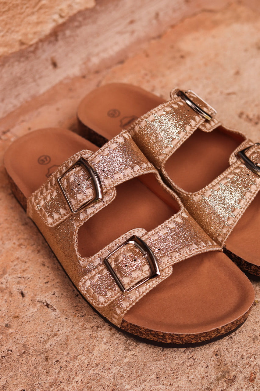 Sandales Charlize plates doré