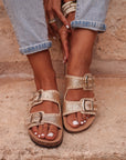 Sandales Charlize plates doré