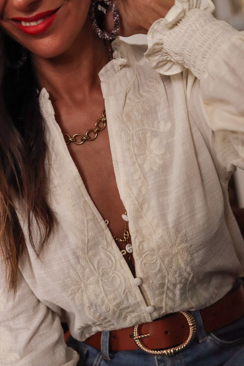 Blouse Monica brodée écru