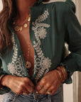 Blouse Monica brodée vert