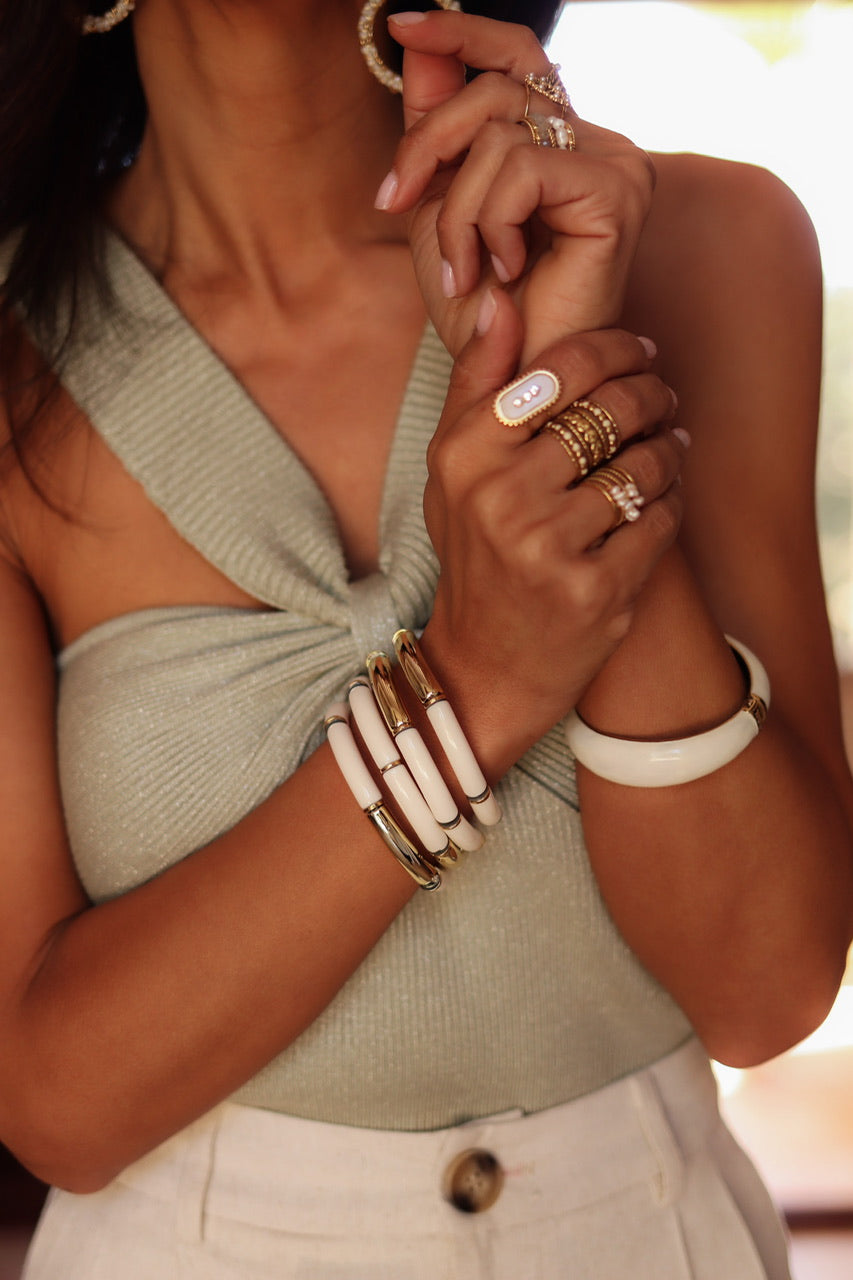 Bracelet Ambre blanc et doré