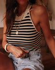 Top Jill beige et noir