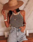 Top Jill beige et noir