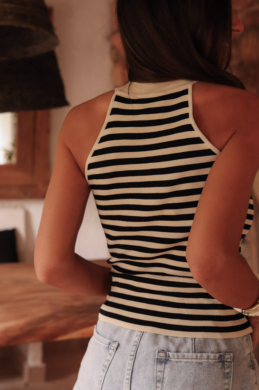Top Jill beige et noir