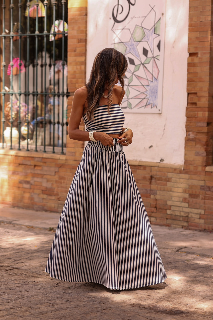 Ensemble Kira rayé bleu marine