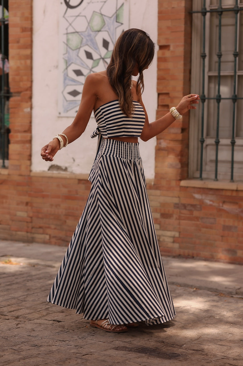Ensemble Kira rayé bleu marine