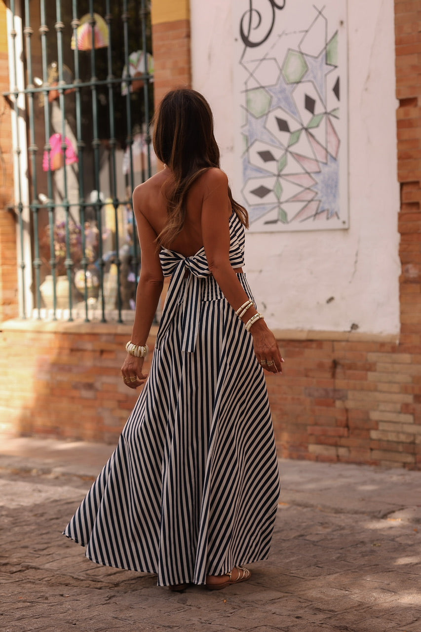 Ensemble Kira rayé bleu marine