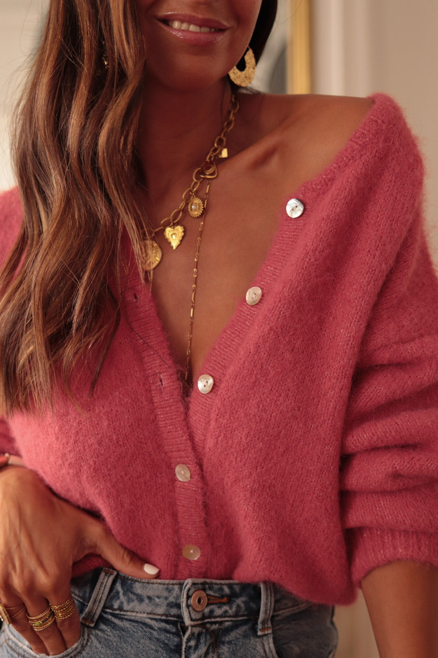 Gilet Abel rose framboise