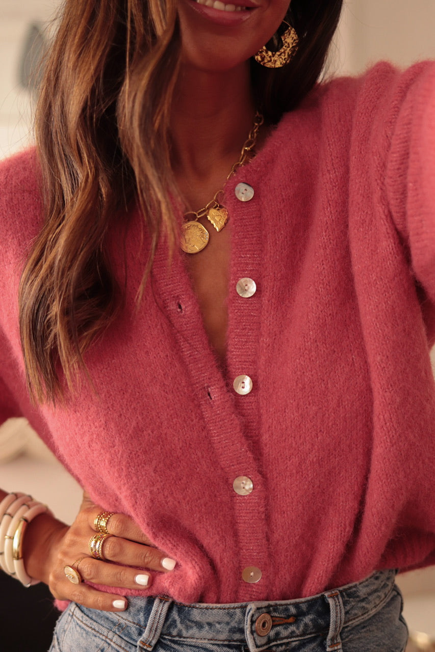 Gilet Abel rose framboise