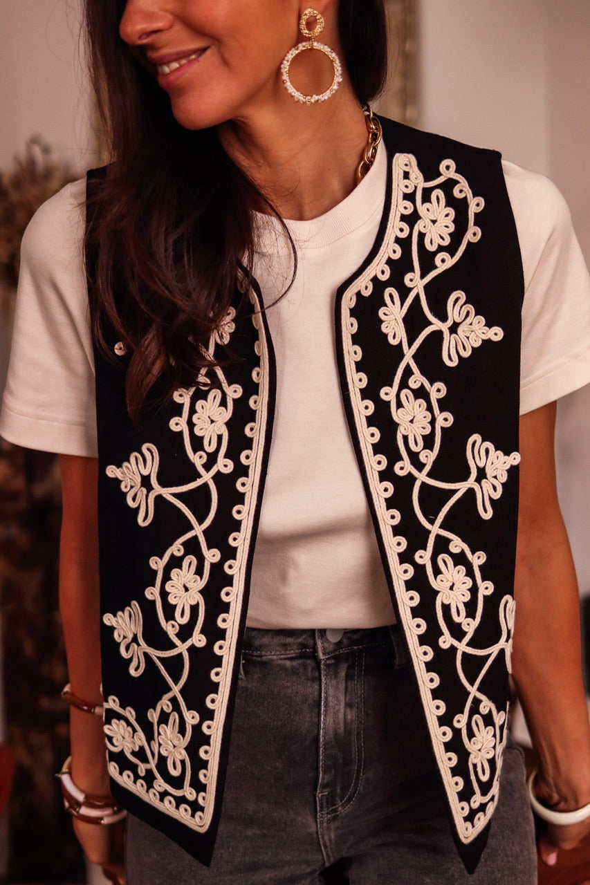 Veste billy noire brodée