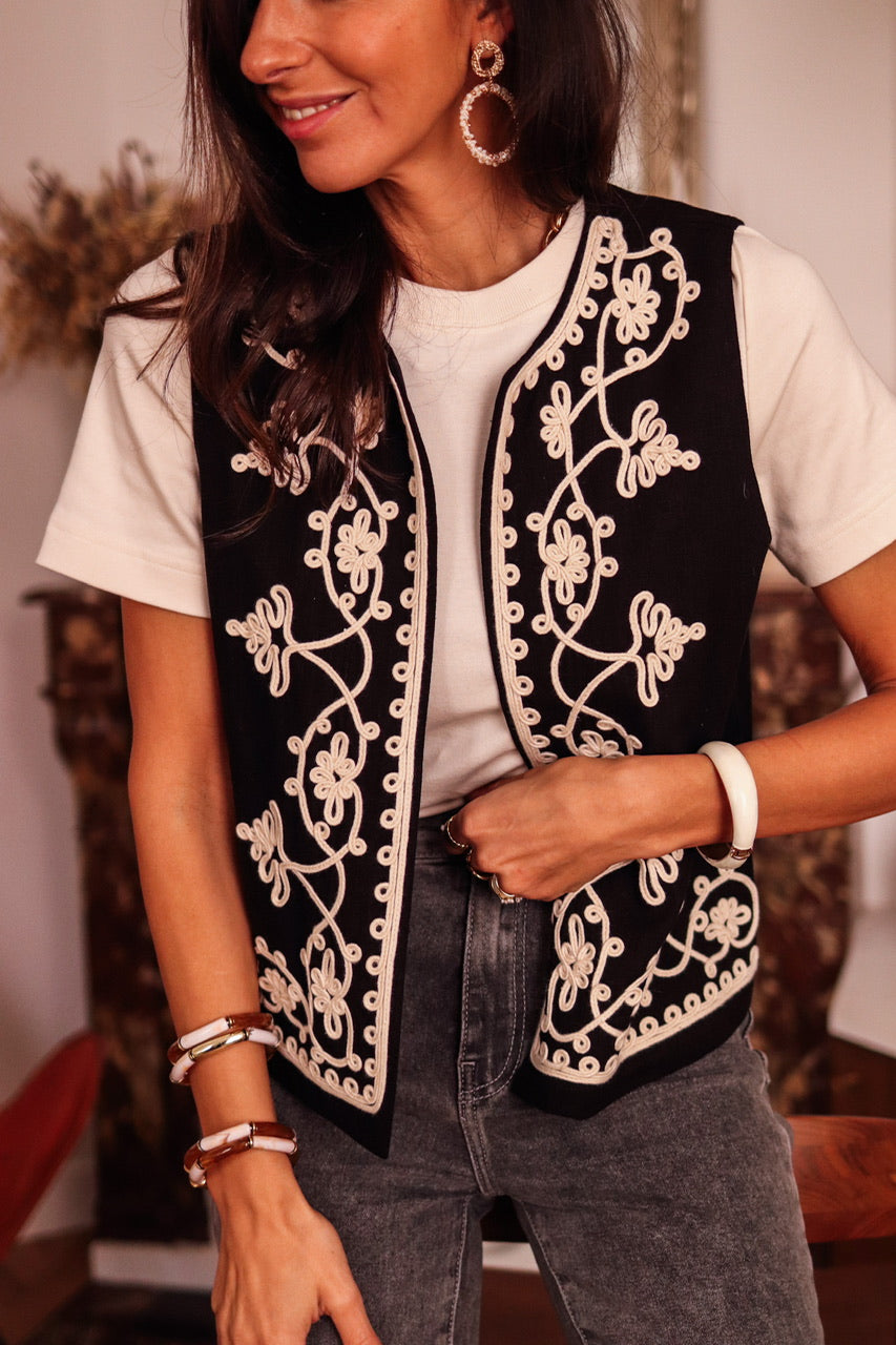 Veste billy noire brodée