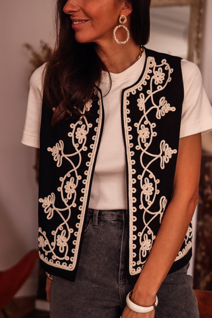 Veste billy noire brodée