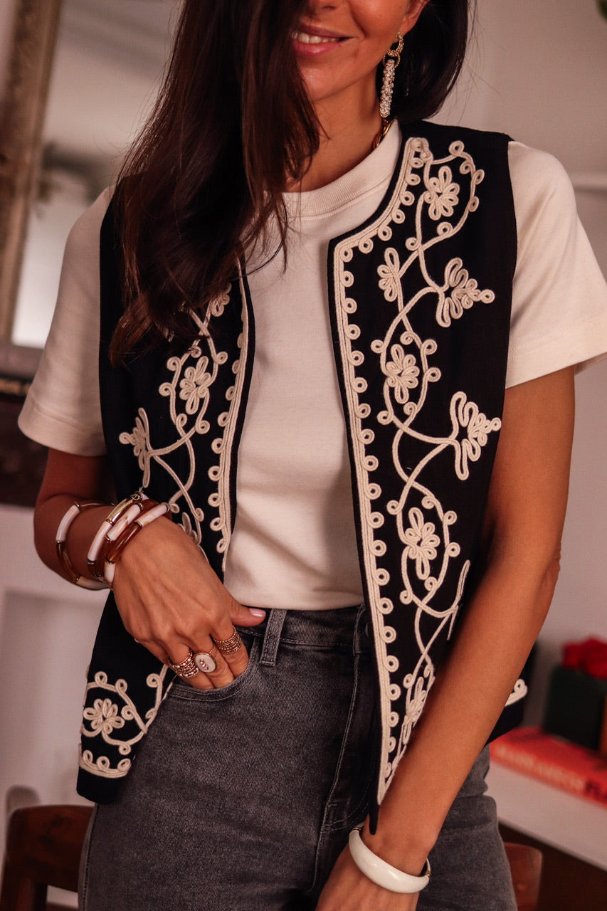 Veste billy noire brodée