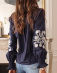 Blouse Monica brodée bleu marine