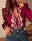 Blouse Monica brodée Burgundy