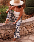 Pantalon Mirane ecru et bleu marine