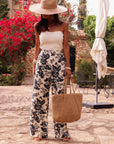 Pantalon Mirane ecru et bleu marine
