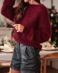 Pull Daisy bordeaux