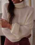 Pull Marilou écru col roulé en baby alpaga (vue 2)