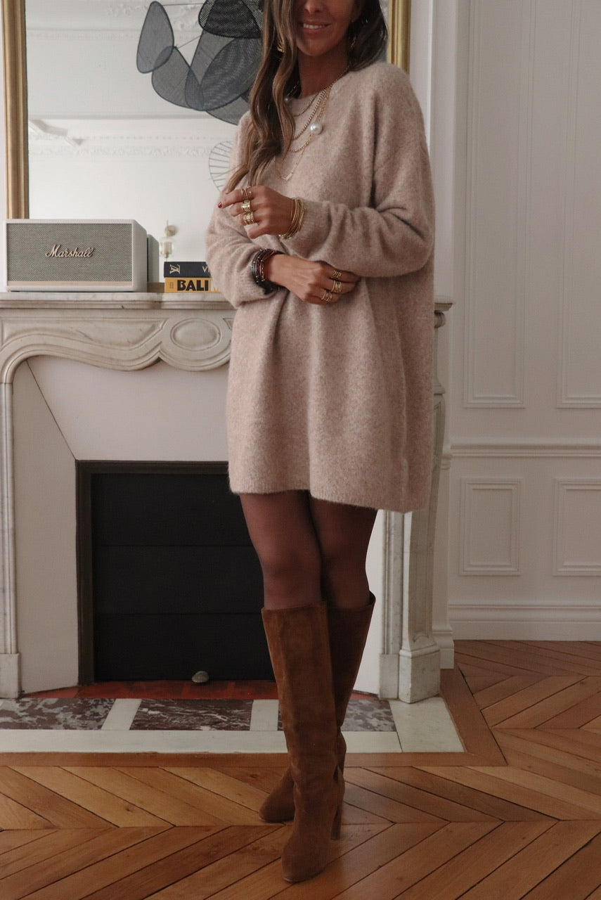 Robe pull Amaé beige