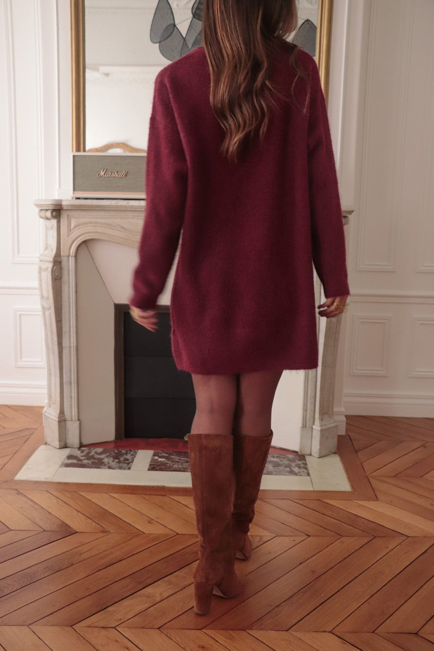 Robe pull Amaé bordeaux