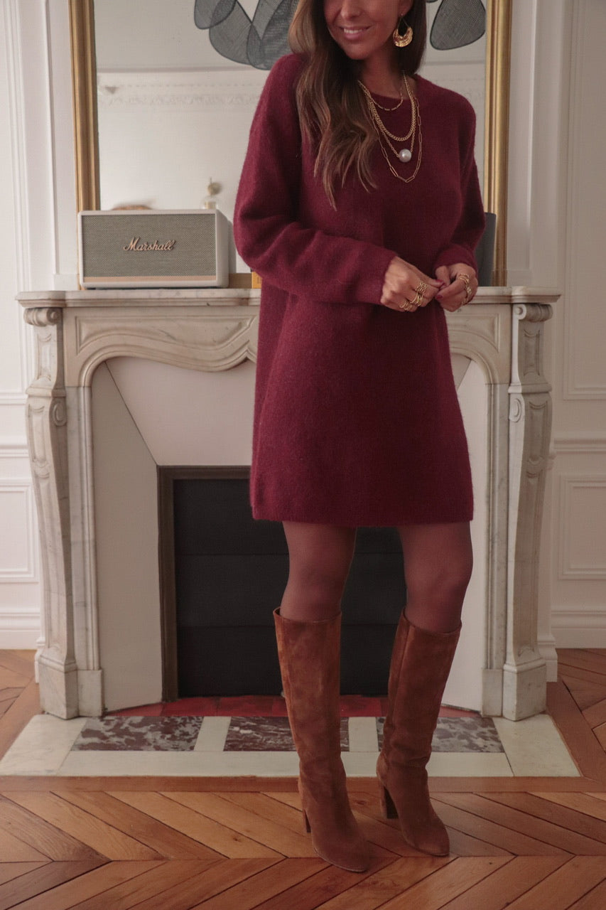 Robe pull Amaé bordeaux