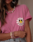 Tee-shirt Marguerite rose