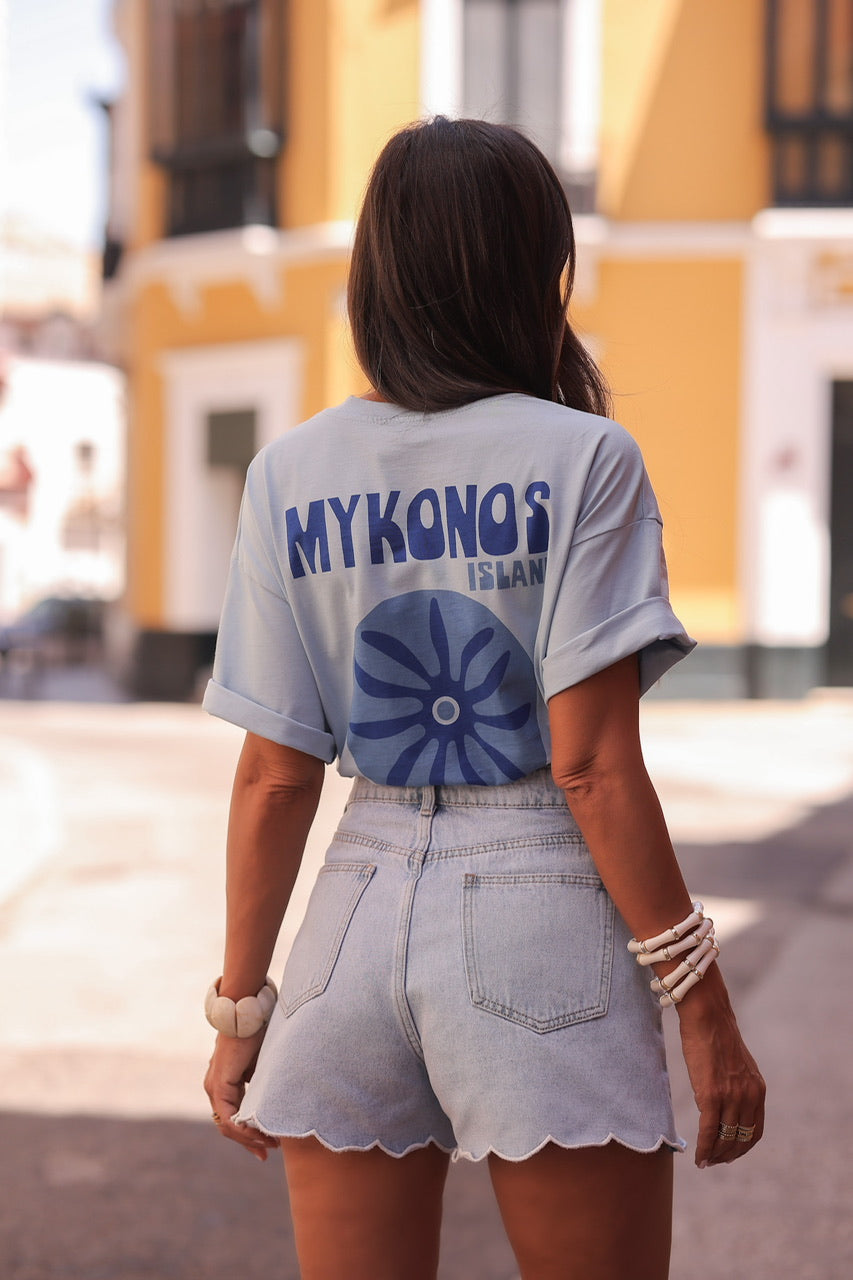 Tee-shirt Mykonos bleu ciel