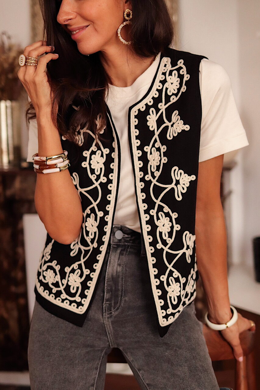 Veste billy noire brodée