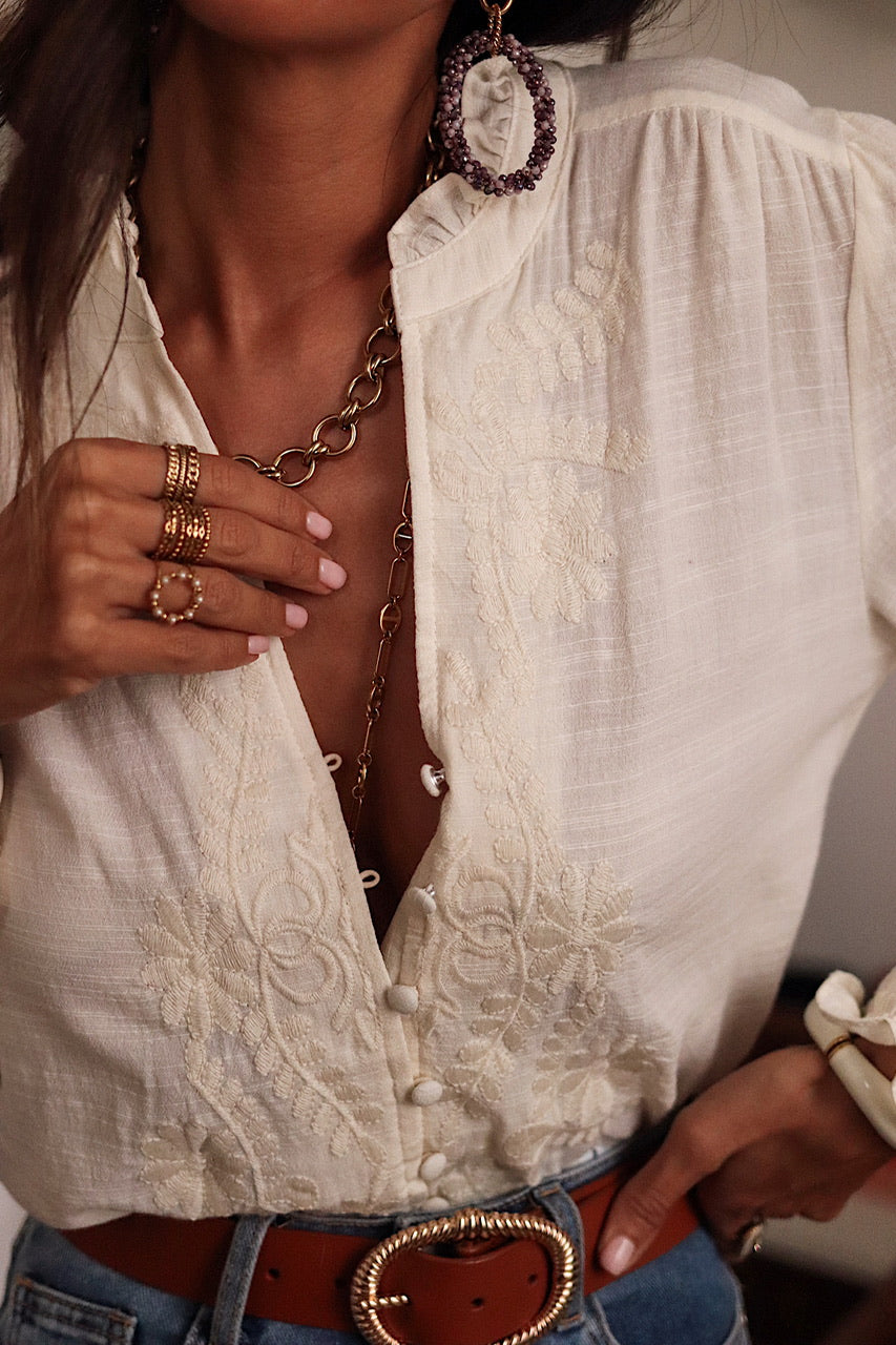 Blouse Monica brodée écru