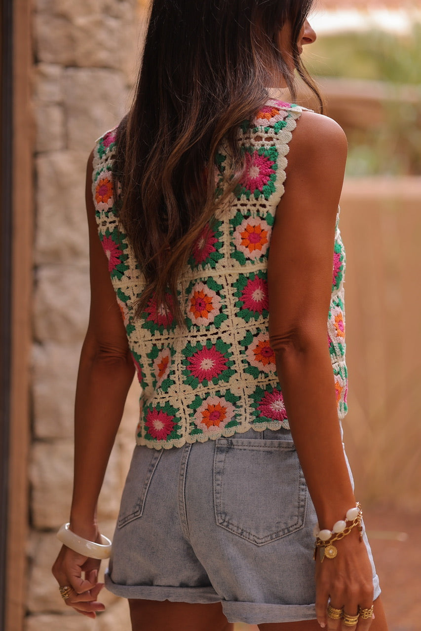 Top Enola vert en crochet